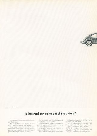 1965 Vw Volkswagen Beetle Bug Tail - Vintage Advertisement Car Print Ad J492