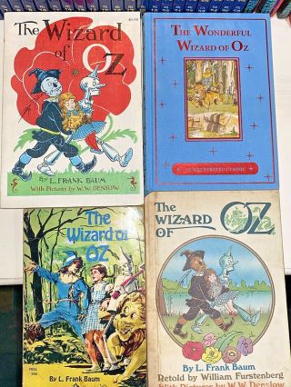 4 Vintage Wizard Of Oz Books,  L.  Frank Baum,  Illustrated,  Denslow