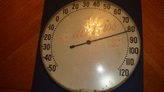 Vintage 12 " Round Edelweiss Beer Thermometer Glass Face