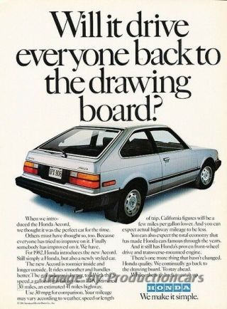 1982 Honda Accord Hatchback - Advertisement Print Art Car Ad J789