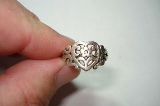 Vintage Retired James Avery Sterling Silver Flower Inside Heart Ring Size 7.  5