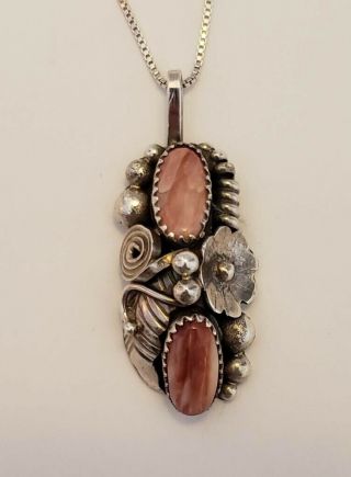 Vintage Native American Sterling Silver Spiny Oyster Pendant