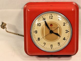 Vintage General Electric Wall Clock Model 2h08 Red Kitchen Mid Century Ge