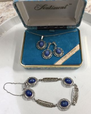 Vintage Sentment Star Of India Blue Jewelry Set