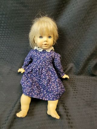 Vintage Engel Puppe Doll German Blonde Blue Eyes Girl In Dress 18 " 1984