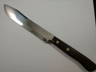 Vintage Ekco Flint Stainless Steel Vanadium Serrated Butcher Knife 12 " Arrowhead