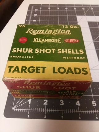 Empty Vintage Remington Shur Shot Kleanbore 12 Ga.  Shotgun Shell Box Target Old