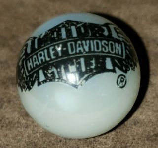 Harley Davidson Black Winged Bar & Shield On White 7/8 " Marble