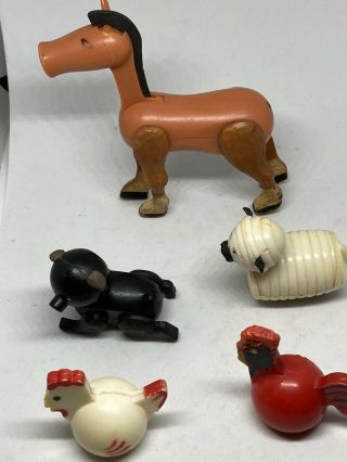 Vintage Fisher Price Farm Animals As Is: Horse,  Pig,  Sheep,  Rooster,  Chicken