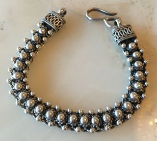 Vintage Suarti Bali Ba Sterling Silver 925 Bead Ball Rope Design Bracelet 8”