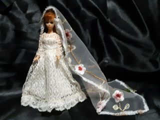 Vintage Topper Dawn Doll Wedding Dress And Ooak Veil Handmade No Doll Pretty