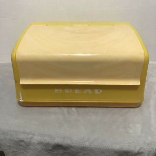 Vintage Retro Lustro Ware Bread Box Yellow & White Plastic B - 20