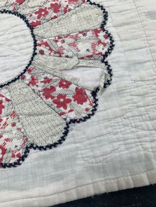 Dresden Plate Quilt Homemade Vtg Cotton Fabric Worn Blanket Scrap Stitch 3