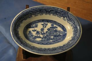 Vintage Collectible Blue Willow Grindley Hotel Ware England Small 4.  75 Oval Bowl