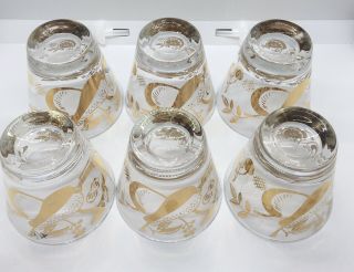 6 Vintage Low - Ball Glasses With Gold Fruit Design - W.  Maier Signature In Pattern