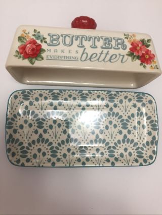 Pioneer Woman Vintage Floral Butter Dish Stoneware - 116254.  01 2