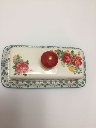 Pioneer Woman Vintage Floral Butter Dish Stoneware - 116254.  01 3