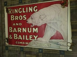 Vintage Ringling Bros And Barnum & Bailey Show Poster Polar Bear P - 7 1921