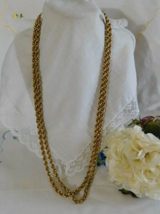 Vintage Crown Trifari Extra Long Gold Fancy Chain Necklace 54 "