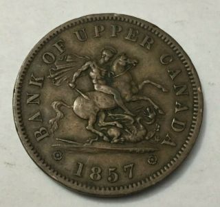 Vintage 1857 Bank Of Upper Canada One Penny Token 6