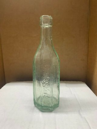 Vintage 1920s Taka - Kola 6 1/2 Oz 8 - Sided Aqua Green Soda Bottle Pepsi:cola Style