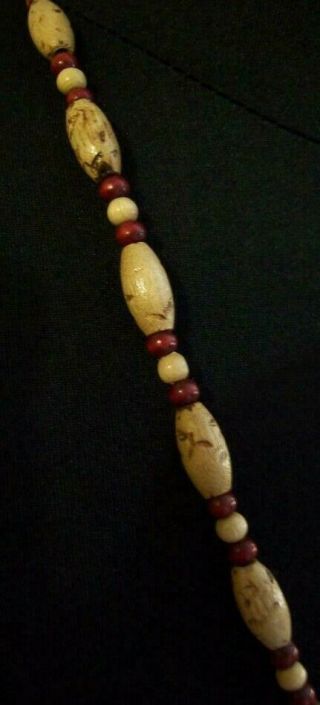Brown Red Vintage Natural Love Beads Gypsy Hippie Necklace Jim Morrison Movie
