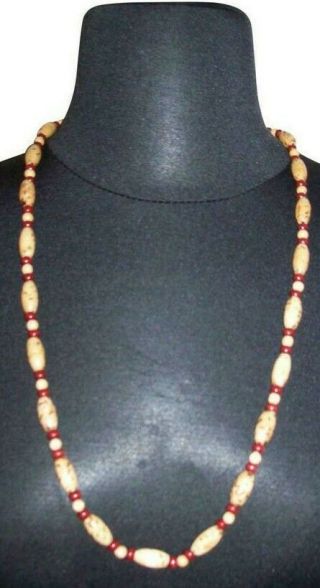 Brown Red Vintage Natural Love Beads Gypsy Hippie Necklace Jim Morrison Movie 2