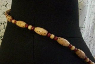 Brown Red Vintage Natural Love Beads Gypsy Hippie Necklace Jim Morrison Movie 3