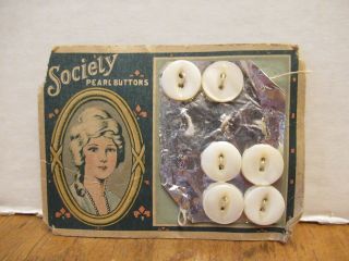Vintage Society Pearl Buttons On A Card