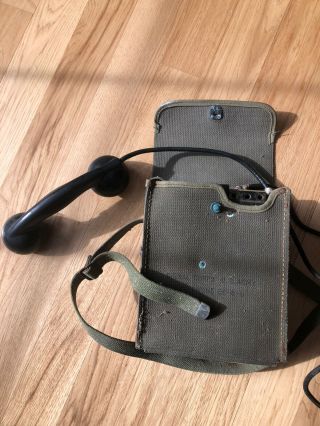 Vintage Signal Corps Us Army Field Phone Handset & Case