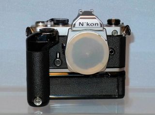 Vintage Nikon Fm Slr Film Camera Body With Md - 11 Motor Drive - Absolute