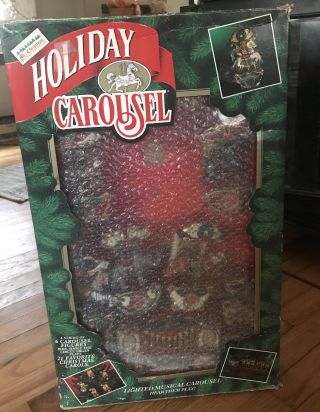 Mr.  Christmas Vintage Holiday Carousel Lighted Musical Carousel 6 Figures