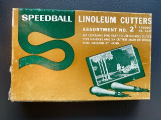 Vintage Speedball Linoleum Cutter Box Kit,  Assortment No.  2,  Product No.  4132