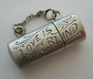 Vintage Sterling Love Is Blind Silver Bracelet Charm Opens With Glasses