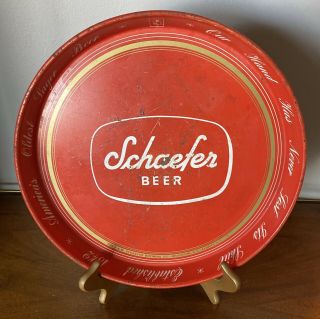 Vintage Schaefer Beer Tray,  Metal Advertising Tray 12 " Round
