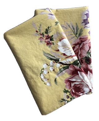 Two (2) Vintage Ralph Lauren Brooke King Pillowcases Floral Yellow Cond