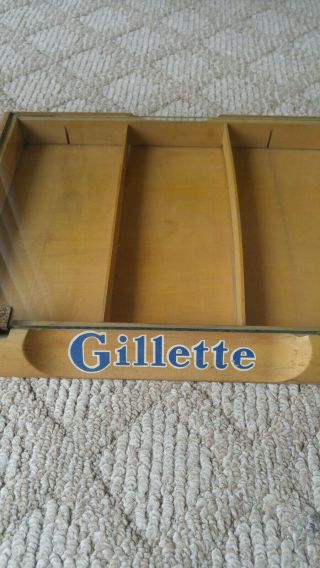 Vintage 1950s Gillette Razor Wood and Glass Store Display Case 3