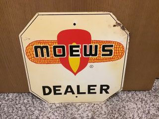 Vintage Moews Seed Corn Metal Farm Dealer Stop Sign