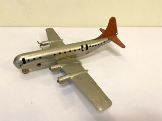 Vintage 1940s Wyandotte Pressed Steel Toy Airplane Boeing Stratocruiser Silver 2