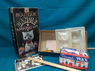 Vtg 70s Boutique Candle Maker Making Kit Wax Mold 1970 