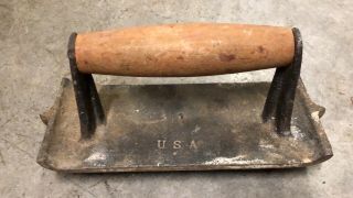 Vintage Concrete Hand Tool Edger Groove Wooden Handled Made Usa No 1