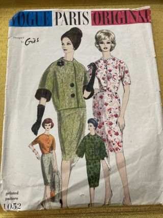 Vogue Paris Sewing Pattern 1052 Size 14 Vintage Uncut