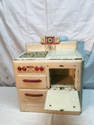Vintage Marx Pretty Maid Metal Tin Range Toy Kitchen Stove Oven