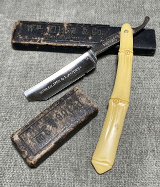 Vintage Straight Razor Clauss Fremont.  O.  Celluloid Handle Germany Barber Shop