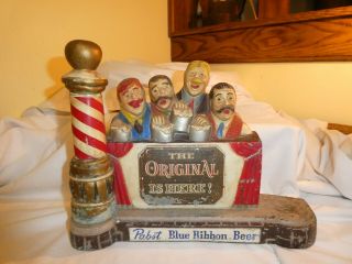 Pabst Blue Ribbon Beer Sign Barbershop Quartet Guys 1959 Vintage Metal Statue