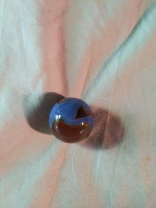 Vintage Akro Agate.  57 " Blue Oxblood Swirl Marble