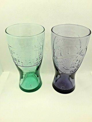Vintage Mcdonalds (2) Glasses 1948 Green & 1955 Purple Collectible Tumblers