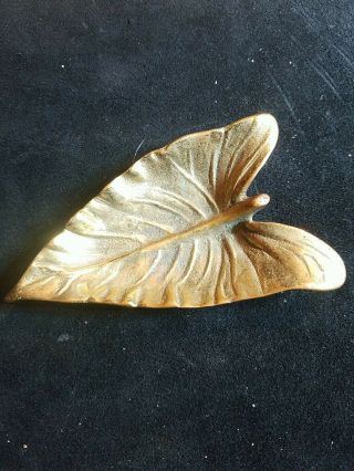 Vintage Brass Virginia Metalcrafters 4 " Calla Lily Leaf Tray 3 - 33 Copyright 1958