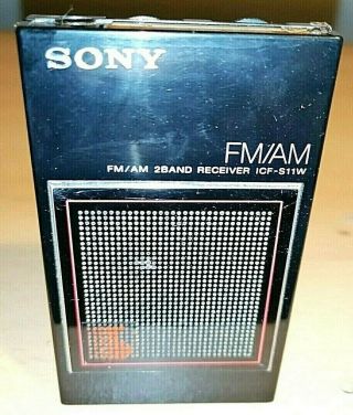 Sony Icf S11w Am/fm 2 Band Receiver Walkman Vintage Parts Repair