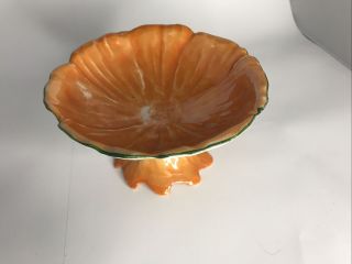 Vtg P.  A.  L.  T.  Czecho - Slovakia Porcelain Candy Dish Lusterware Orange/green